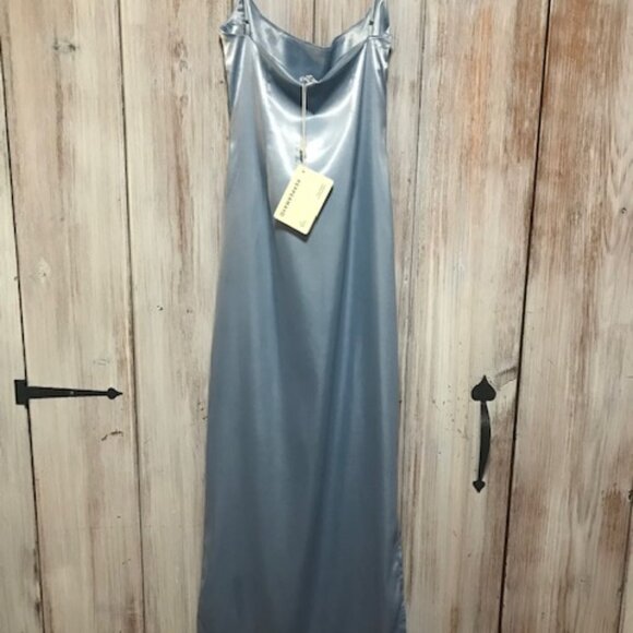 Peppermayo Dresses Peppermayo Blue Slip Dress Wedding Guest Cowl